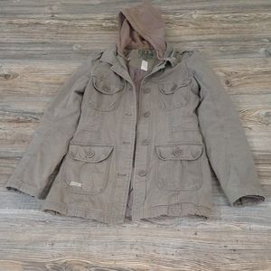 Roxy Quilt Lining Hooded Utility Jacket Coat